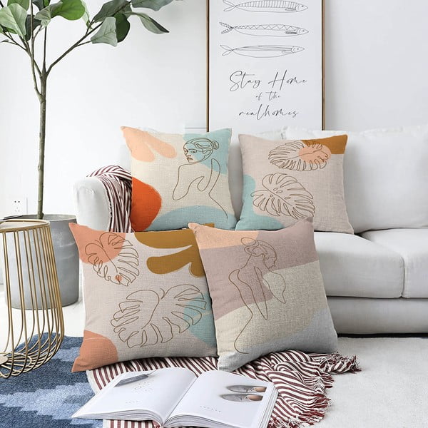 4 padjapüüri komplekt Feminine, 55 x 55 cm - Minimalist Cushion Covers