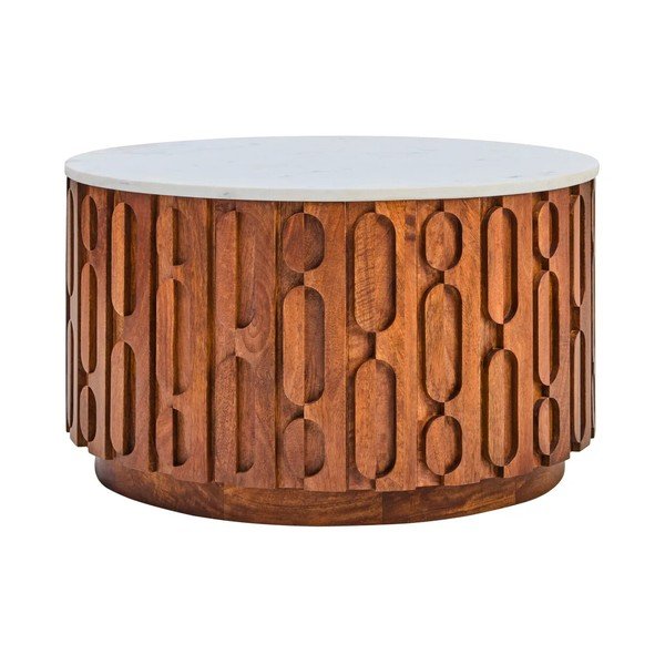 Ümmargune kohvilaud marmorist pealispinnaga naturaalses värvitoonis ø 70 cm Torcino - Premier Housewares-image-2