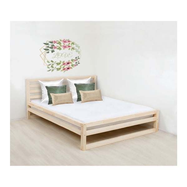 Dřevěná dvoulůžková postel Benlemi DeLuxe Naturelle, 200 x 200 cm