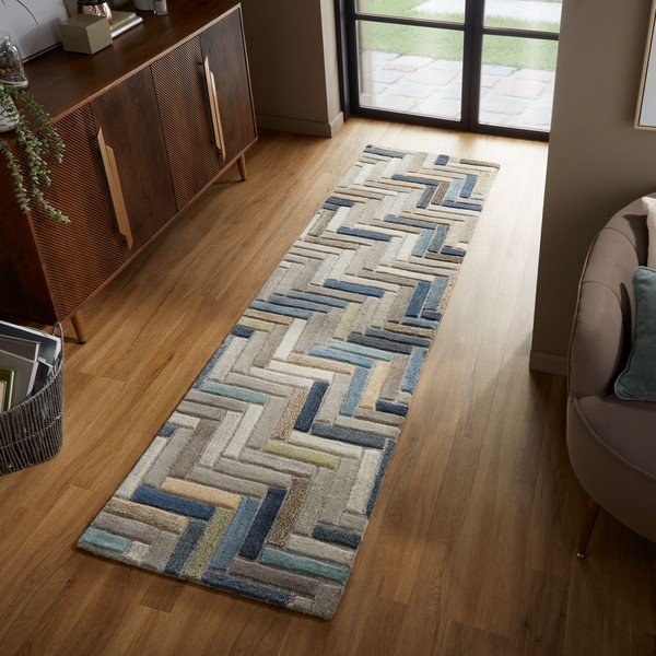 Sinine/hall villane vaibajooksja 60x230 cm Russo - Flair Rugs-image-4