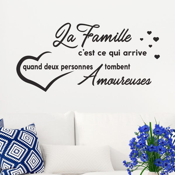 Černá samolepka Ambiance Quote La Famille