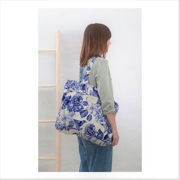 Kangast kott Really Nice Things , laius 42 cm Blue Flowers - Madre Selva-image-1