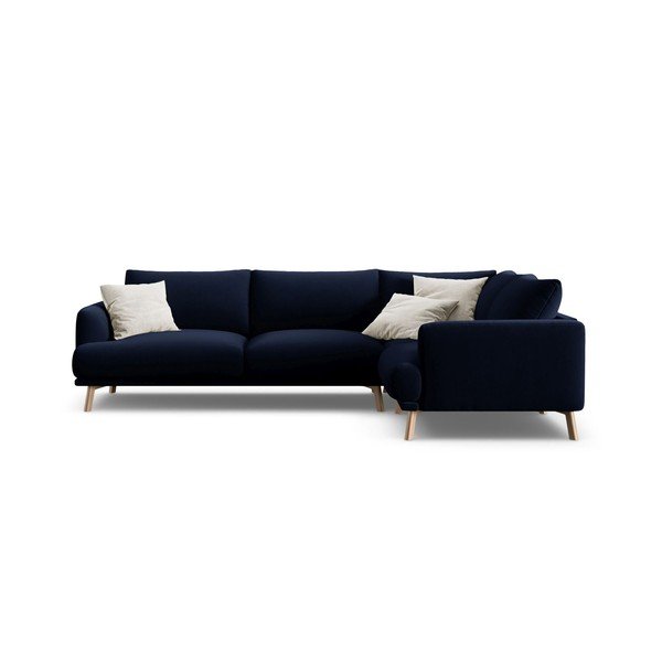 Tumesinine sametist nurgadiivan (parem nurk/L-kujuline) Naomi - Micadoni