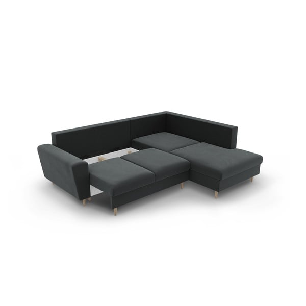 Tumehall sametist panipaigaga nurgadiivanvoodi (parem nurk/"L"-kujuline) Kyoto - Cosmopolitan Design-image-3