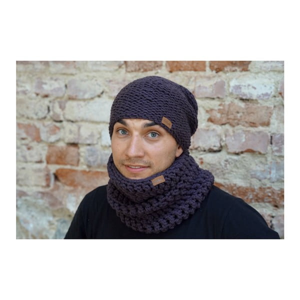 Tume lilla käsitsi heegeldatud ringikujuline sall Plum - DOKE-image-2