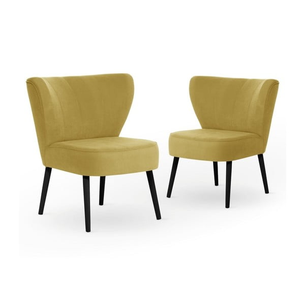Sada 2 žlutých jídelních židlí s černými nohami My Pop Design Hamilton