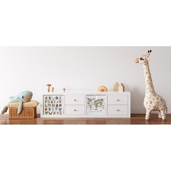 Valge riidest laste mänguasjade organisaator 32x32x32 cm Dino World Map - Butter Kings-image-1