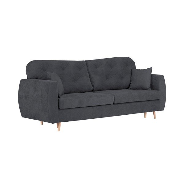 Tmavě šedá rozkládací třímístná pohovka s úložným prostorem Mazzini Sofas Orchid-image-1