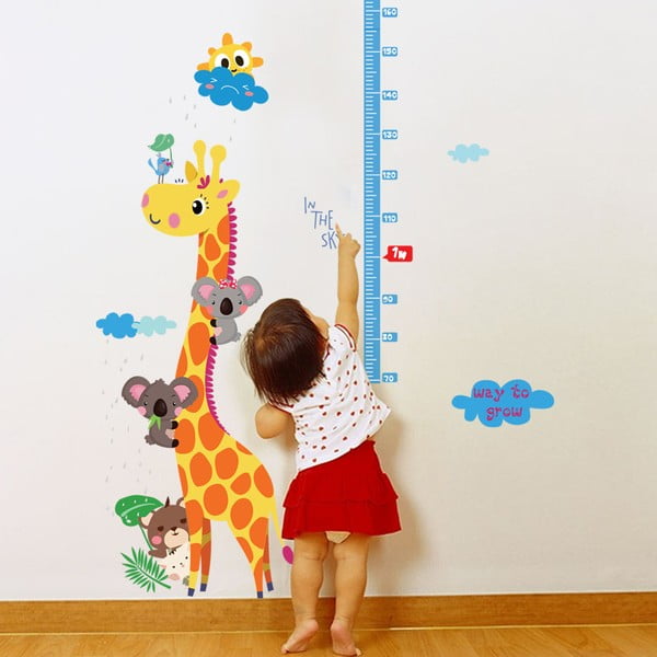 Laste kleebis - mõõdupuu uksele või seinale 60x120 cm Giraffe & Koalas – Ambiance