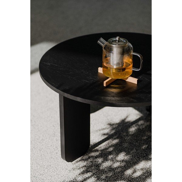 Must ümmargune kohvilaud tammepuust pealispinnaga, ø 55 cm Kuvu - noo.ma-image-3