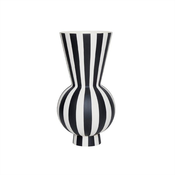 Valge/must käsitööna valminud kivikeraamiline vaas (kõrgus 28 cm) Toppu - OYOY Living Design