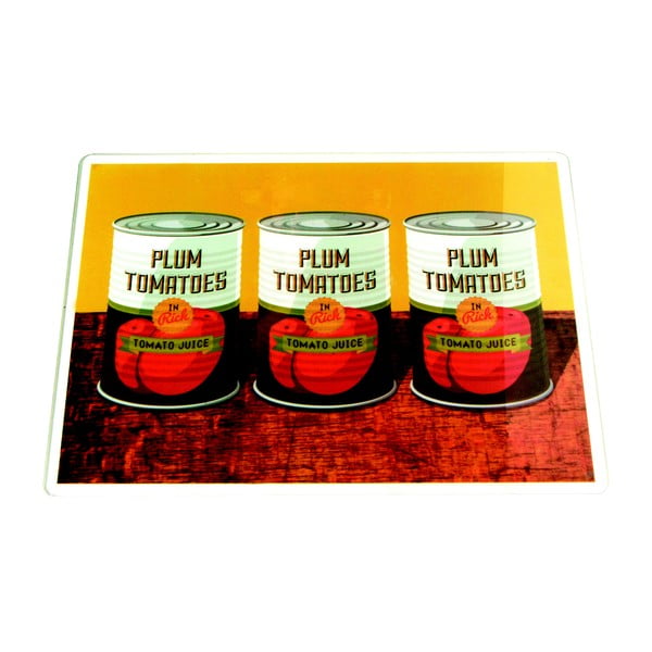 Skleněné prkénko Plum Tomatoes Cans, 30x40cm