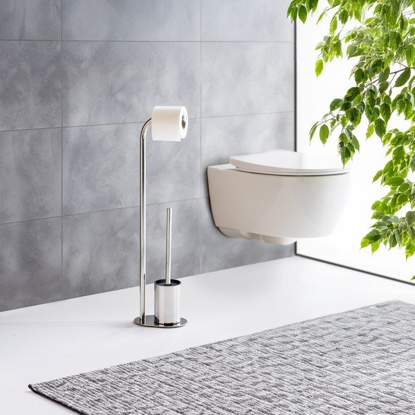 Läikiv hõbedane roostevabast terasest harjaga WC-paberi hoidik Levante - Wenko-image-1