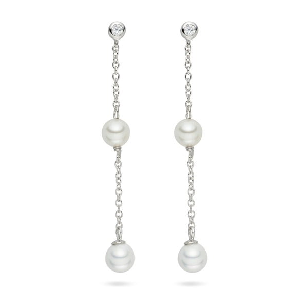 Perlové visící náušnice se zirkonem Pearls Of London Elegance, 5,4 cm