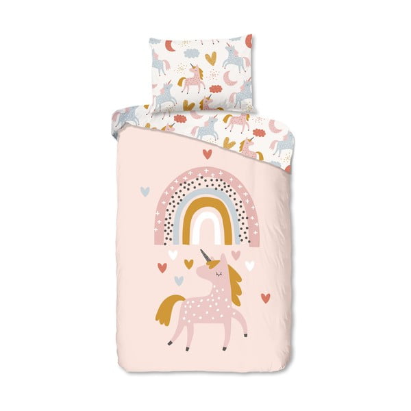 Roosa puuvillane laste voodipesu üheinimesevoodile 140x200 cm Unilove - Good Morning