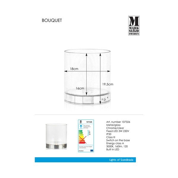 Stolní váza se zabudovaným LED světlem Markslöjd Bouquet, výška 19 cm-image-3
