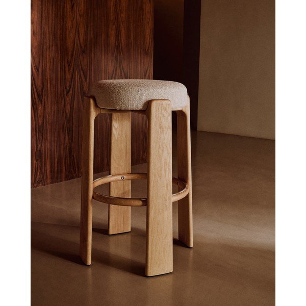 Beež saarepuidust baaritool (istme kõrgus 75 cm) Granite - Kave Home-image-1