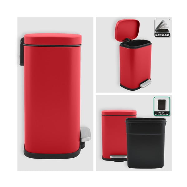 Punane terasest prügikast 5 l Akira - Spirella-image-3