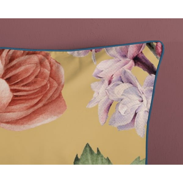 Ookerkollane pikendatud satiin-puuvillast voodipesu kaheinimesevoodile 240x220 cm Fiori - Descanso-image-3