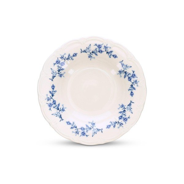 Valge/sinine sügav portselantaldrik ø 23,5 cm Retro - BonBistro-image-2