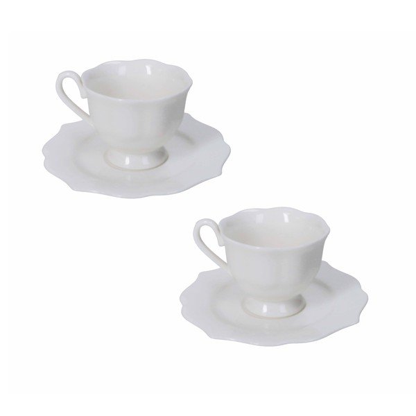 Valged portselanist tassid kahes komplektis, 80 ml Queen - Brandani