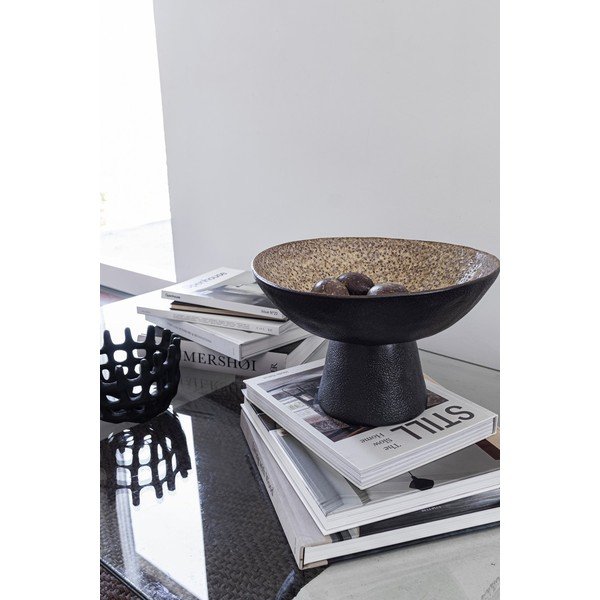 Must/beež kivikeraamikast kauss ø 31,5 cm By Hand - Mette Ditmer Denmark-image-2