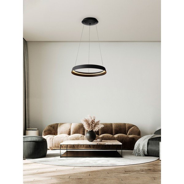 Mattmust alumiiniumist hämardatav LED-rippvalgusti akrüülklaasist varjuga, ø 45 cm Ormi - Nova Luce-image-1