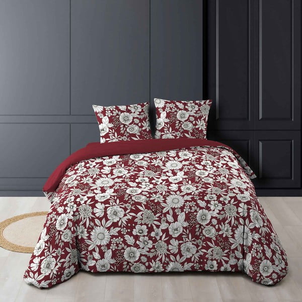 Punane-valge pikendatud puuvillane voodipesu kaheinimesevoodile 240x220 cm Milady - douceur d'intérieur