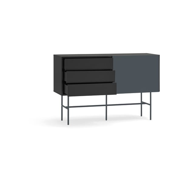 Must/antratsiitne madal lükandustega kummut 140x91 cm Nube - Teulat-image-4