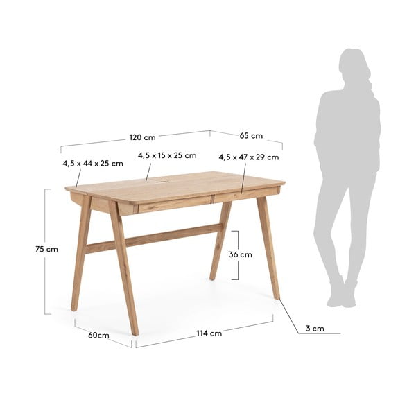 Töölaud Looduslik, 120 x 65 cm Jakes - Kave Home-image-4