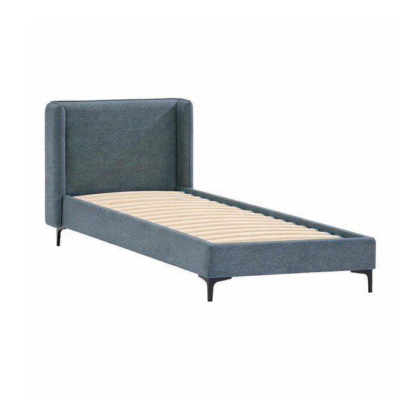 Sinine polsterdatud üheinimesevoodi koos voodipõhjaga 90x200 cm Basti - Ropez