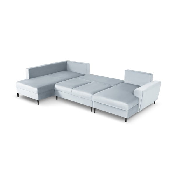 Helesinine sametist panipaigaga nurgadiivanvoodi (vasak nurk/"U"-kujuline) Kyoto - Cosmopolitan Design-image-2