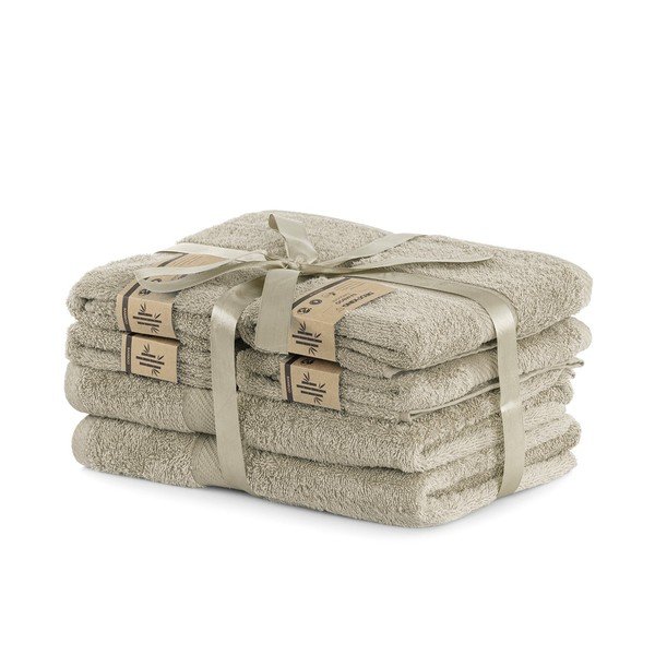 2 beeži vannirätiku ja 4 rätiku komplekt Bamby Beige - DecoKing-image-1