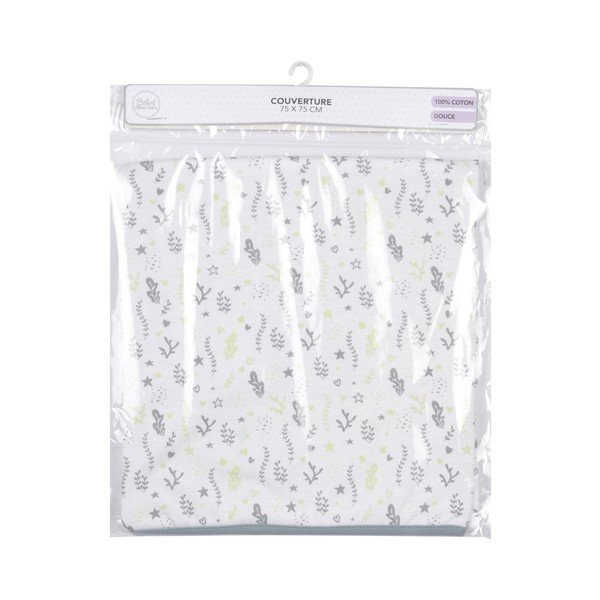 Valge-hall puuvillane laste tekk 75x75 cm Ocean - Bébé Douceur-image-1