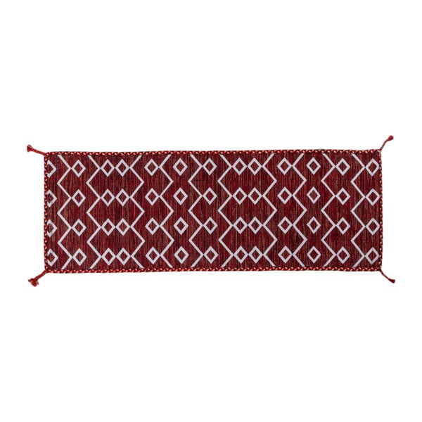 Tmavě červený ručně tkaný běhoun Navaei & Co Kilim Ethnic 101, 180 x 60 cm