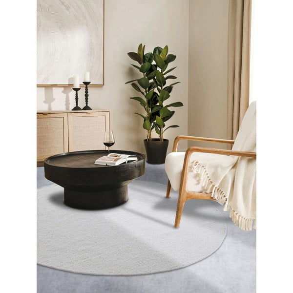 Valge käsitsi kootud ümmargune villane vaip ø 160 cm Francois – Villeroy&Boch-image-1