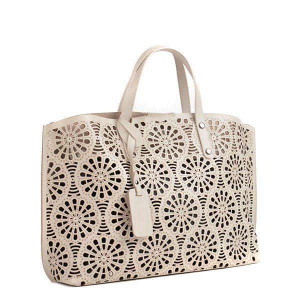 Béžová kožená kabelka Mangotti Bags Lulia-image-4