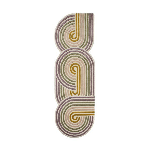 Roheline käsitsi kootud villane jooksja 80x300 cm Spiral Shaped - Flair Rugs