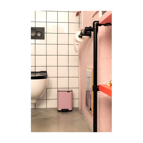 Roosa terasest prügikast 7 l Bo - Brabantia-image-1