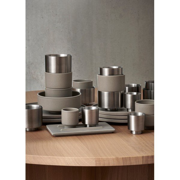 2 hõbedast espresso/topeltseinaga roostevabast terasest tassi komplekt Makoto Steel - Blomus-image-4
