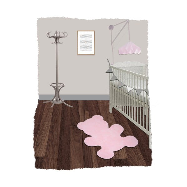 Dětský růžový ručně vyrobený koberec Nattiot Little Teddy, 80 x 100 cm-image-2