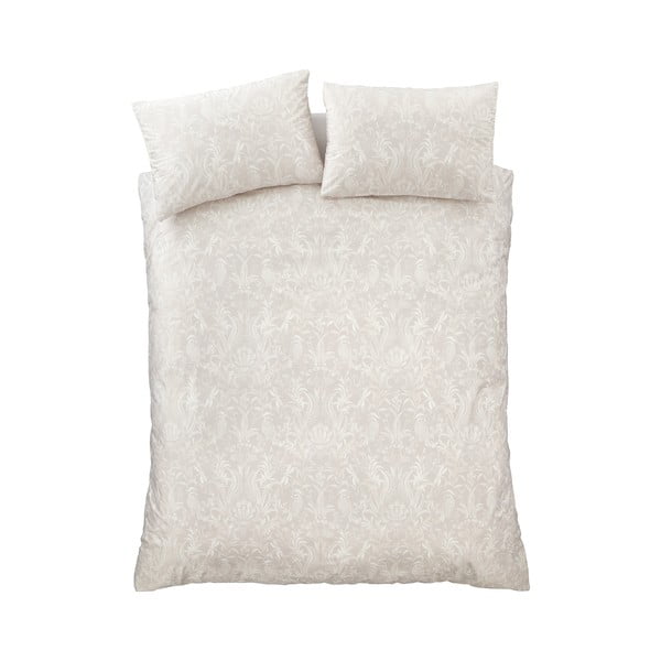 Beež sametist voodipesu kaheinimesevoodile 200x200 cm Bridgerton Regal Birds - Catherine Lansfield