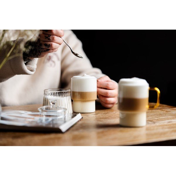 Kollased klaasist kruusid cappuccino jaoks 2 tk komplektis 350 ml Livio - Vialli Design-image-1
