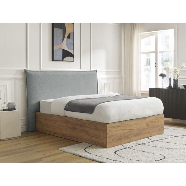 Helehall polsterdatud/puitlaastplaadist kaheinimesevoodi panipaigaga ja liistudest raamiga 180x200 cm Charlie - Bobochic Paris-image-4