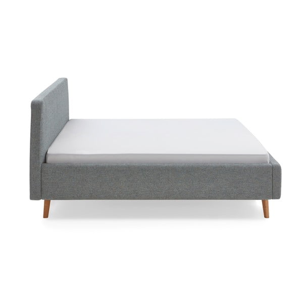 Sinine-hall polsterdatud kaheinimesevoodi koos voodipõhja ja panipaigaga 180x200 cm Mattis - Meise Möbel-image-4