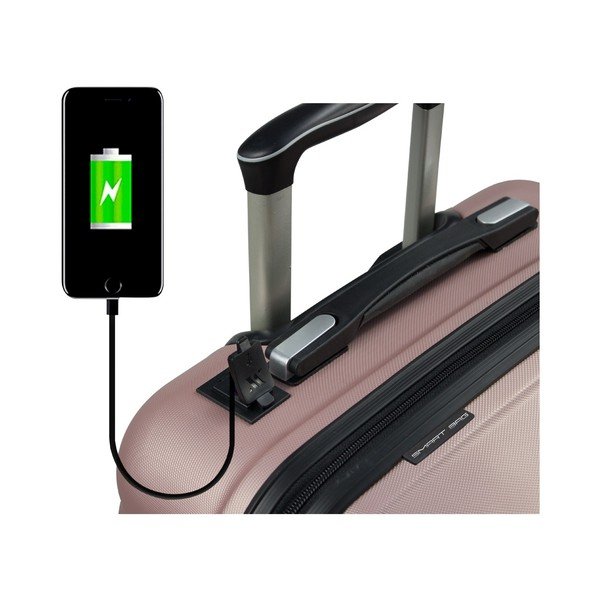 Sada 2 růžových cestovních kufrů na kolečkách s USB porty My Valice LASSO Large & Medium-image-3