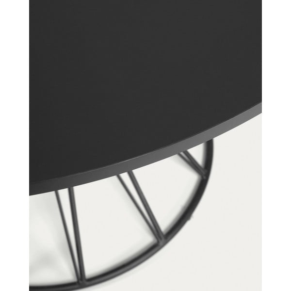 Must ümmargune söögilaud musta lauaplaadiga ø 120 cm Niut - Kave Home-image-3