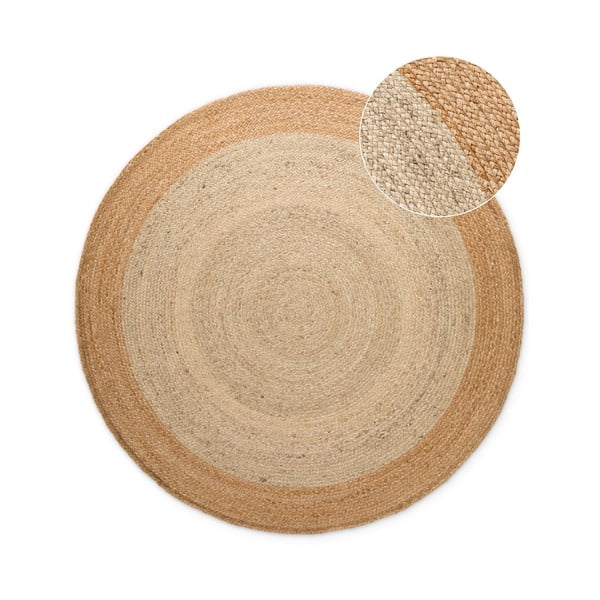 Elevandiluu värvi käsitsi kootud kahepoolne džuudist ümmargune vaip ø 240 cm Jutta Ivory - Hanse Home