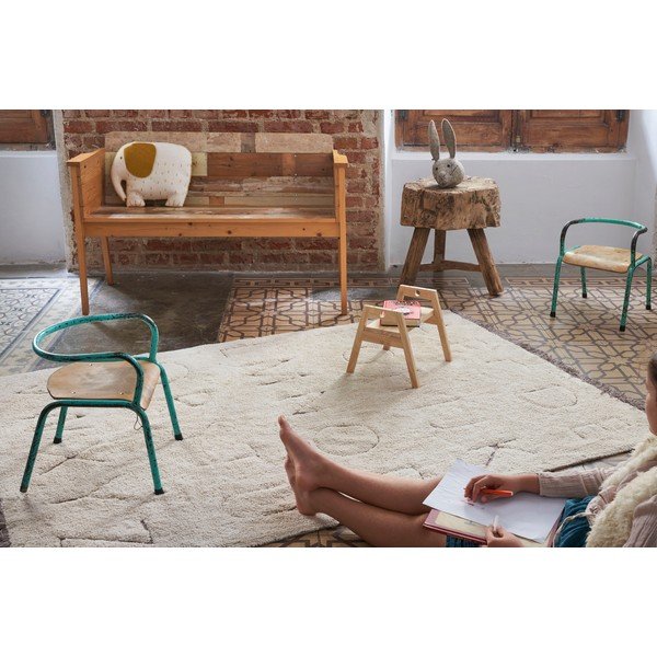 Kreem pestav käsitsi kootud puuvillane laste vaip 140x200 cm ABC - Lorena Canals-image-4