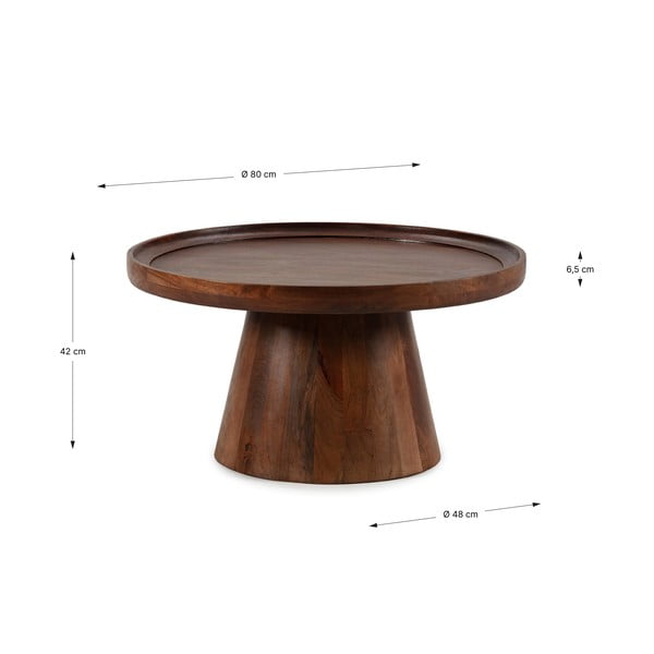 Tumepruun ümmargune mangopuidust diivanilaud ø 80 cm Rose - Marckeric-image-4